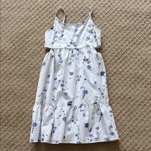 Abercrombie Kids Girls Blue and White Kids Dress with cutout on sides.